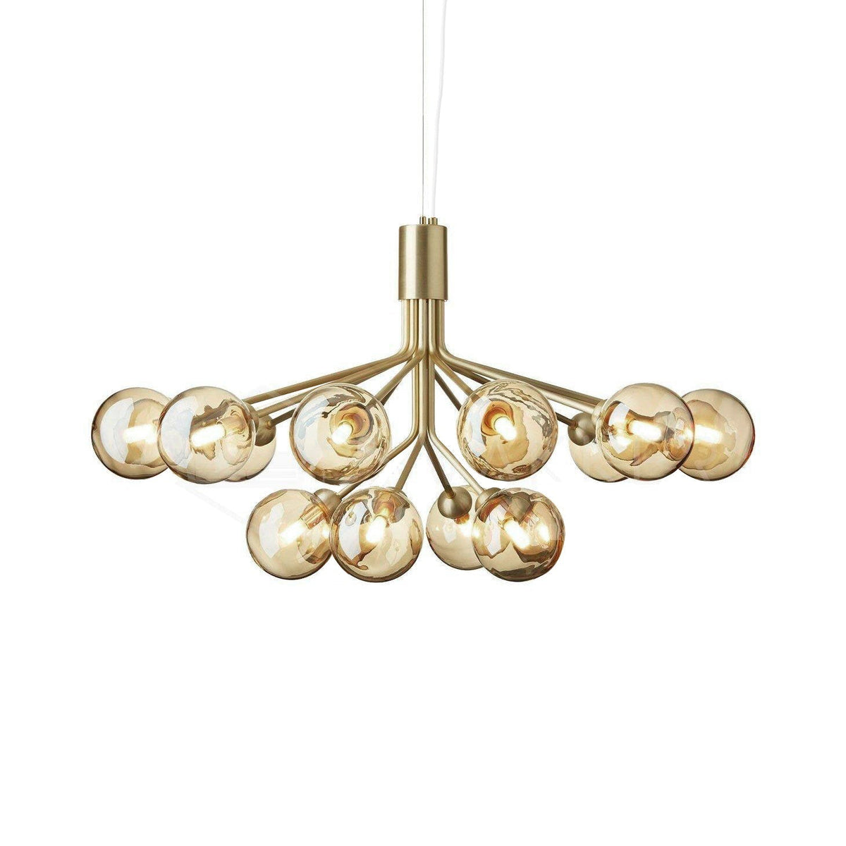 Eirelelle Pendelleuchte mit Glas-Kugel-Cluster in Messing