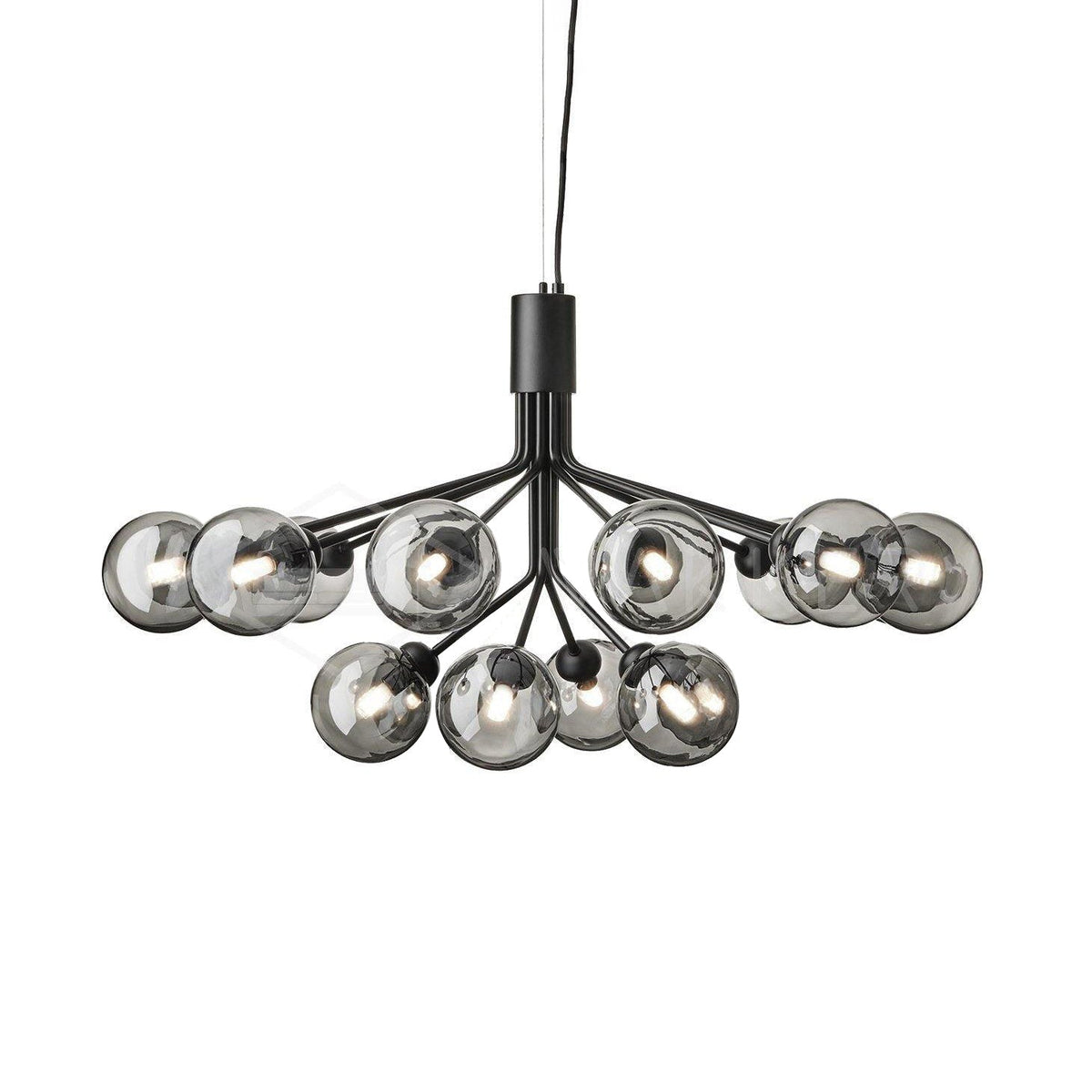 Eirelelle Pendelleuchte mit Glas-Kugel-Cluster in Messing