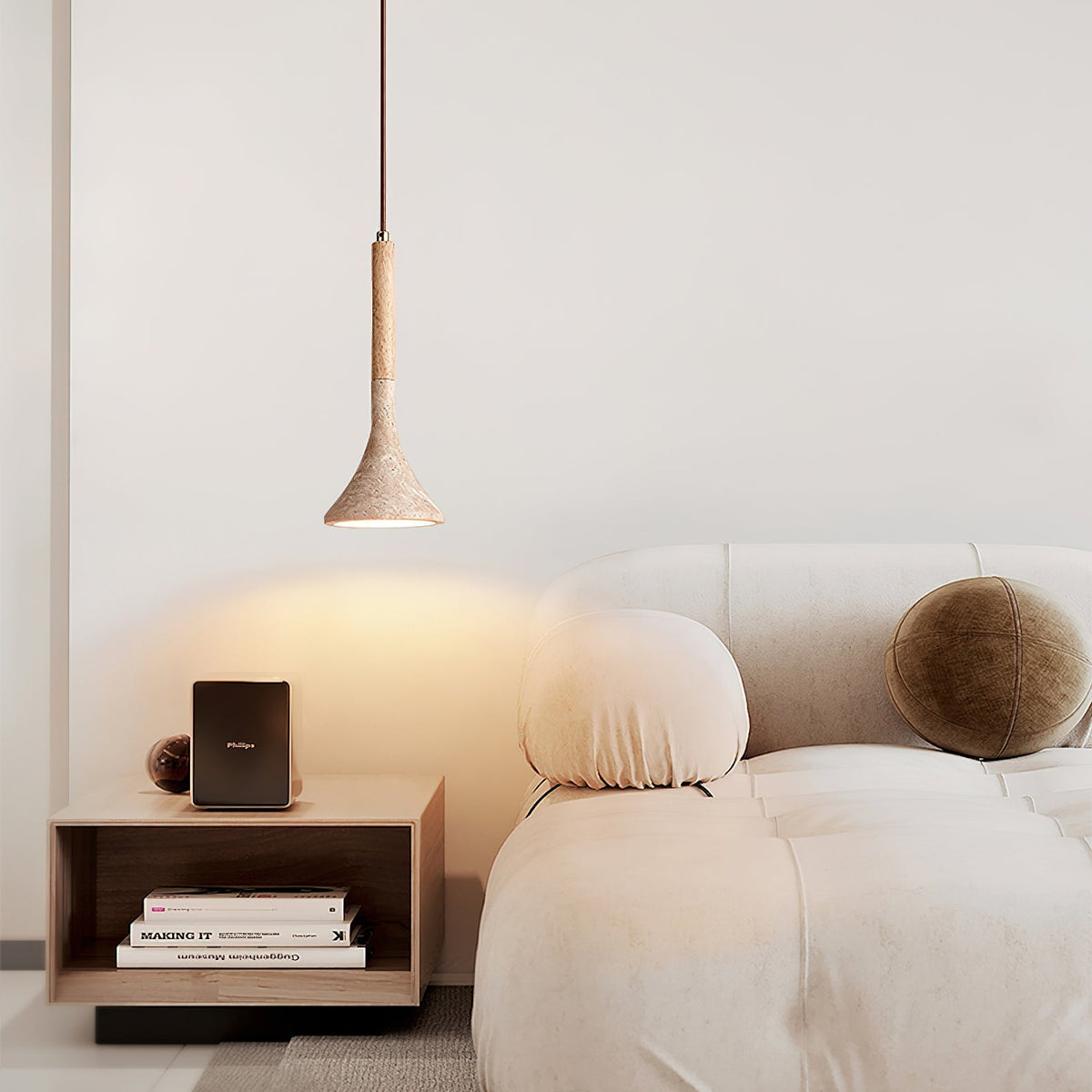 Taviaya Minimalistische Pendelleuchte aus Travertin