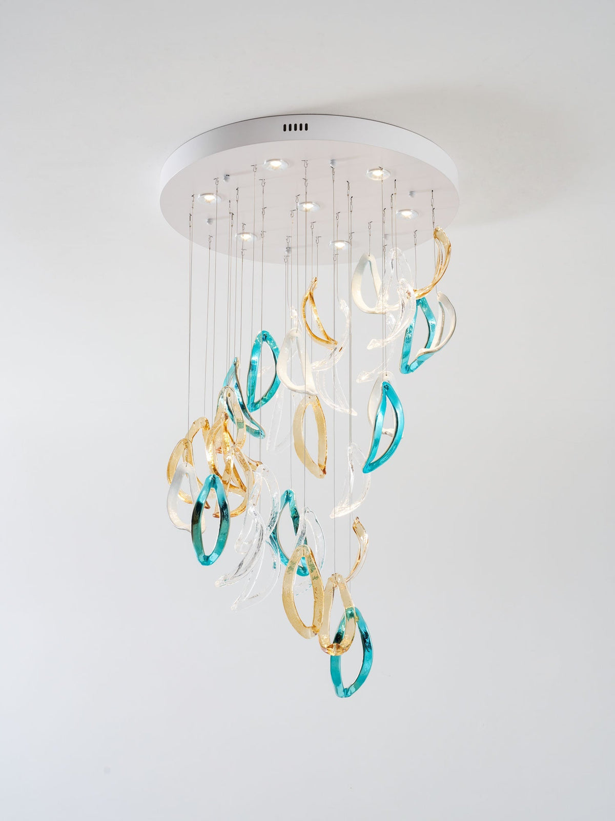AquaFlux Grand Cascade Ripple-Glas-Kunstwerk Kronleuchter