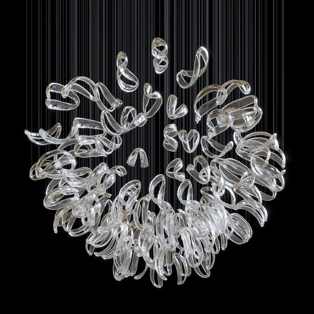 AquaFlux Grand Cascade Ripple-Glas-Kunstwerk Kronleuchter