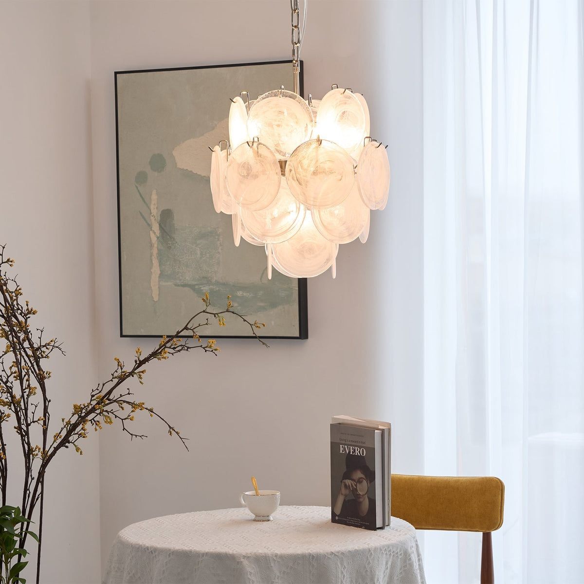 Lioruora Kronleuchter Apricot Murano-Glas-Scheiben geschichtet künstlerisch