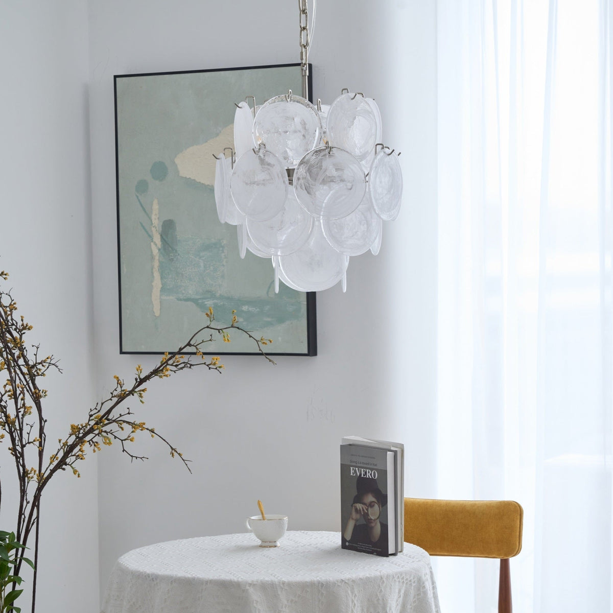 Lioruora Kronleuchter Apricot Murano-Glas-Scheiben geschichtet künstlerisch
