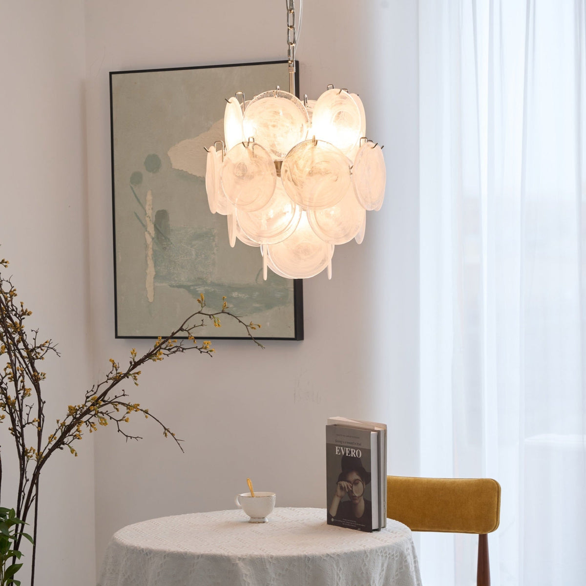 Lioruora Kronleuchter Apricot Murano-Glas-Scheiben geschichtet künstlerisch