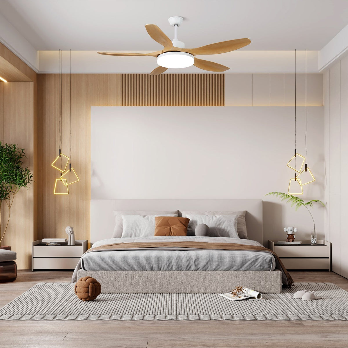 Arysen zeitgenössische Deckenventilator mit Beleuchtung aus Holz