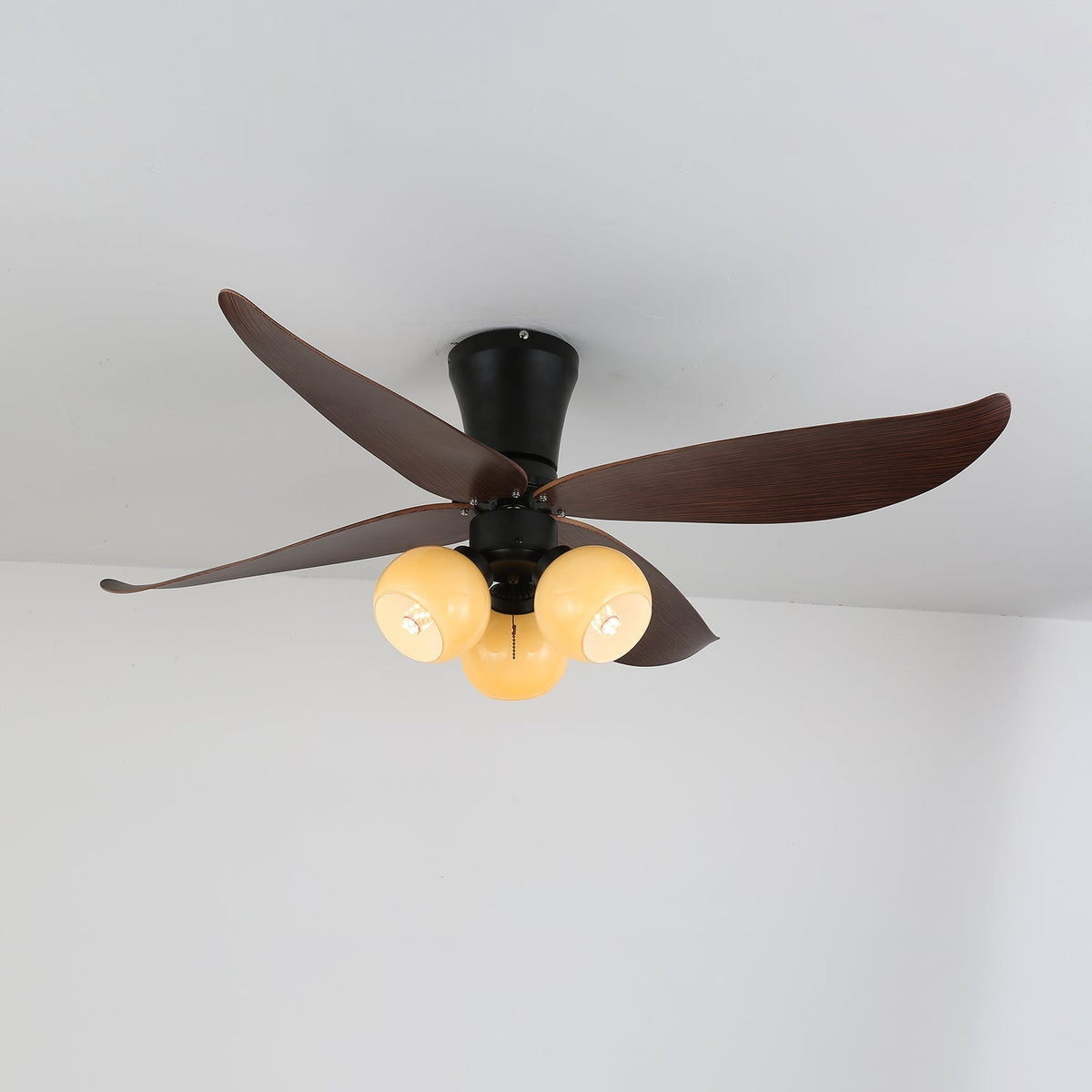 Lunair Vintage Holz-Glas-Deckenventilator mit Beleuchtung