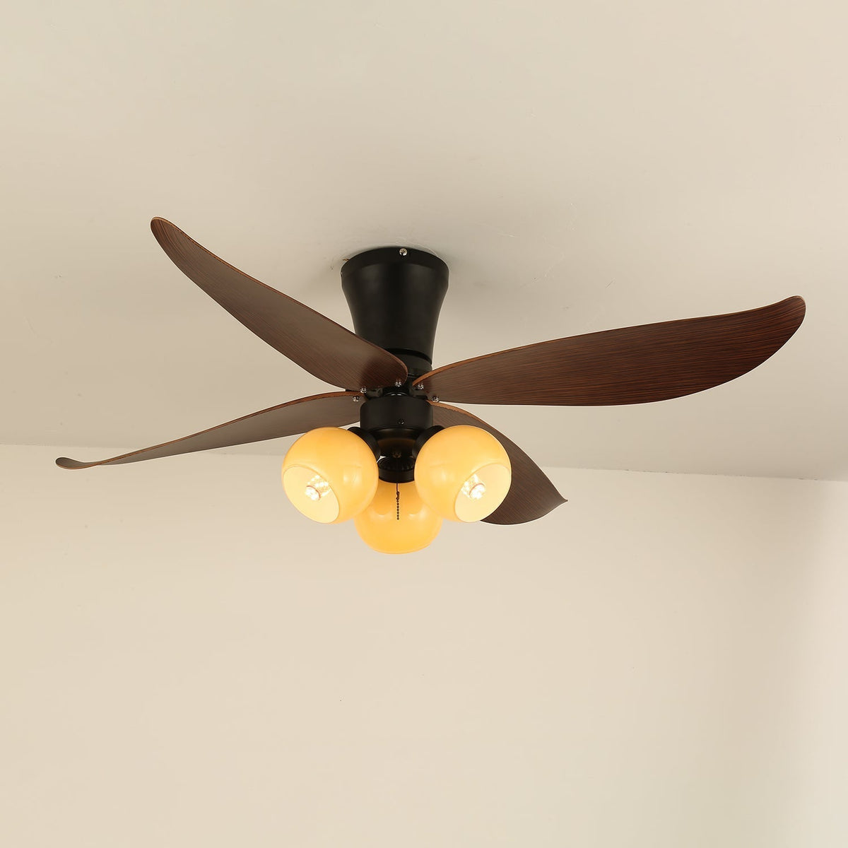Lunair Vintage Holz-Glas-Deckenventilator mit Beleuchtung
