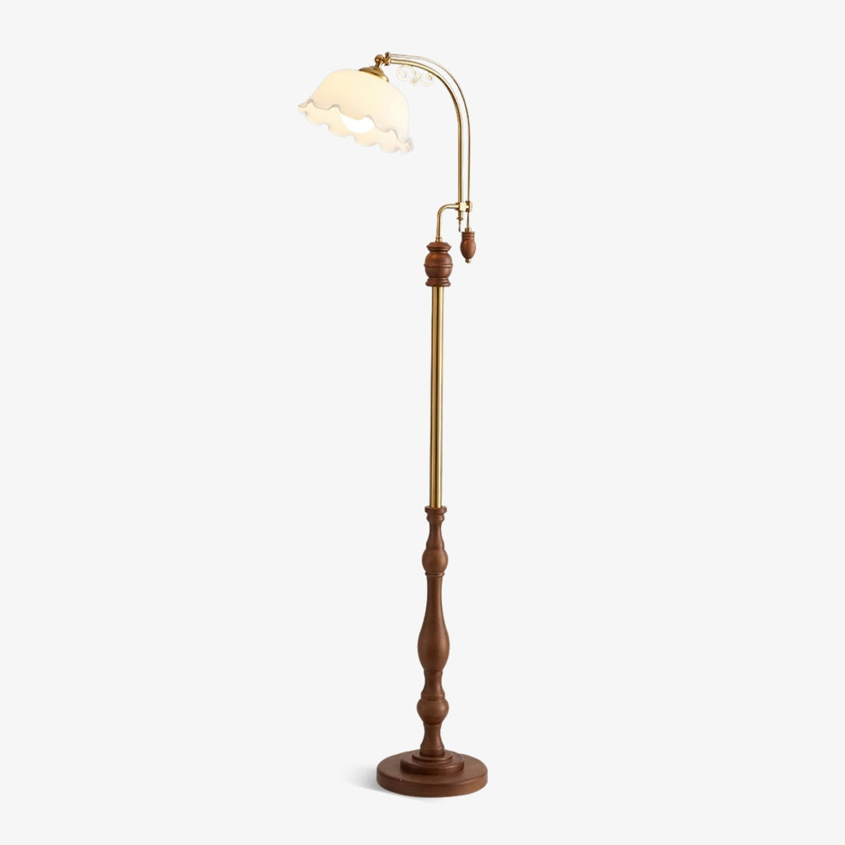 Darisel Stehleuchte aus Holz im Vintage-Stil