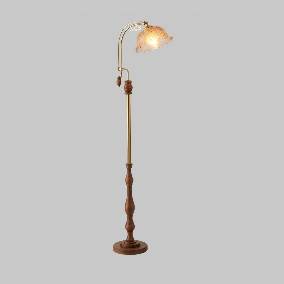 Darisel Stehleuchte aus Holz im Vintage-Stil