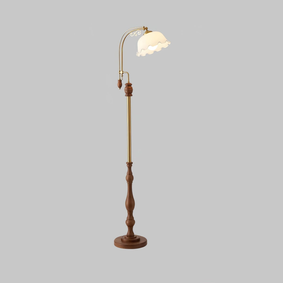 Darisel Stehleuchte aus Holz im Vintage-Stil