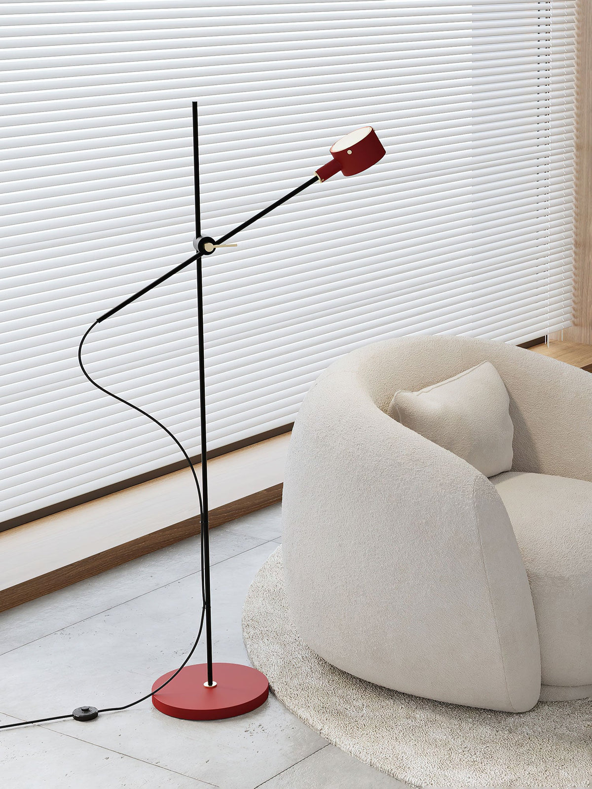 Arclen verstellbare Stehleuchte mit Gegengewicht und horizontaler Arm in dunklem Bronze