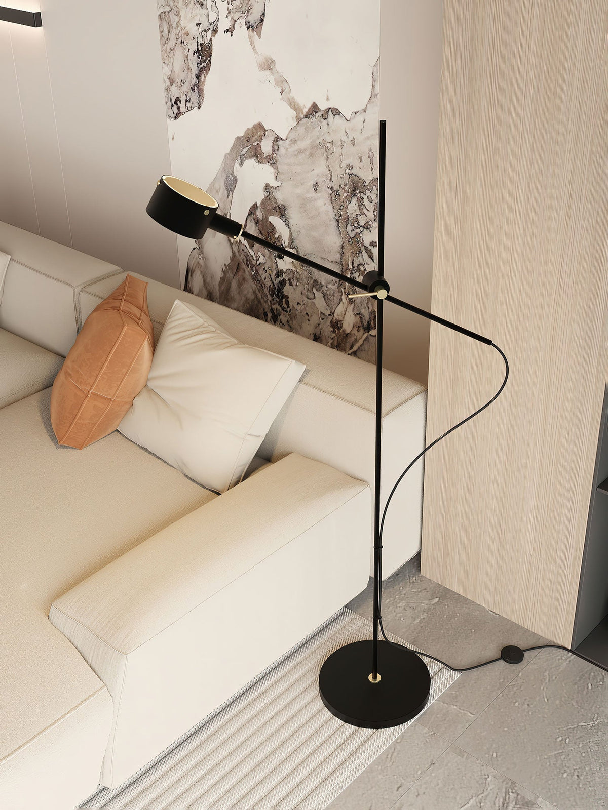 Arclen verstellbare Stehleuchte mit Gegengewicht und horizontaler Arm in dunklem Bronze