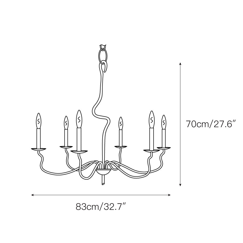Rauduvyo Kronleuchter im modernen minimalistischen industriellen Metallstil