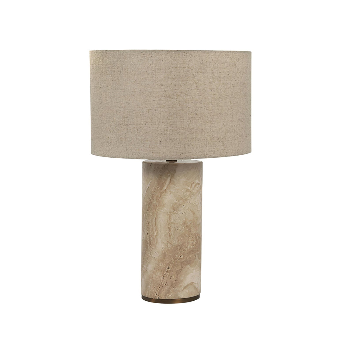 Vonoryra Zylindrische Travertin-Tischleuchte in Gelb & Beige