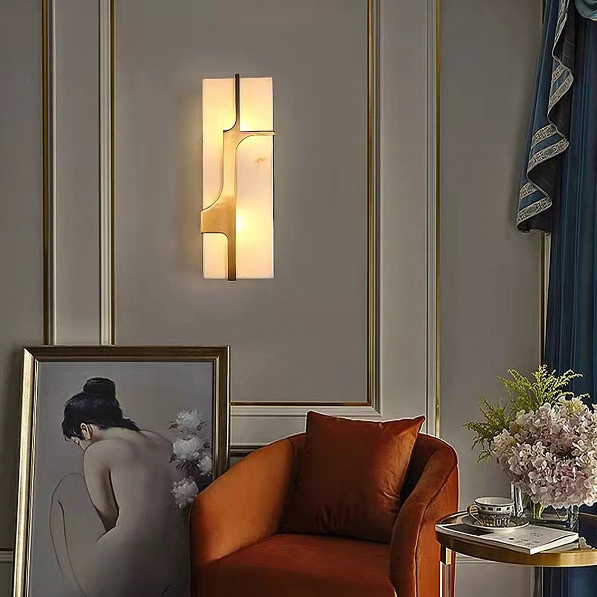 Ariel Wandleuchte Alabaster & Messing Eleganz