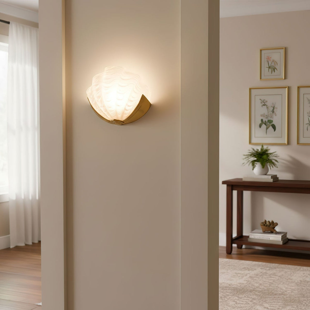 Nico Wandleuchte Art Deco Pendelleuchte aus Glas mit Wellenrand
