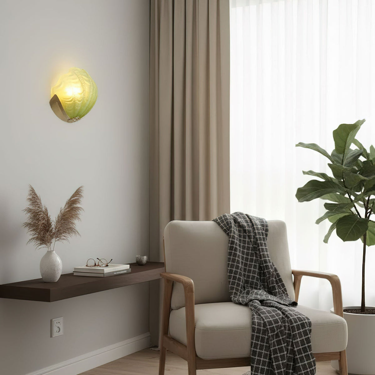 Nico Wandleuchte Art Deco Pendelleuchte aus Glas mit Wellenrand