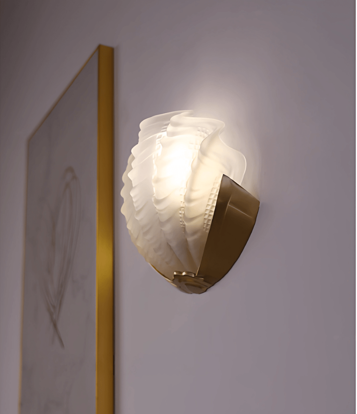 Nico Wandleuchte Art Deco Pendelleuchte aus Glas mit Wellenrand