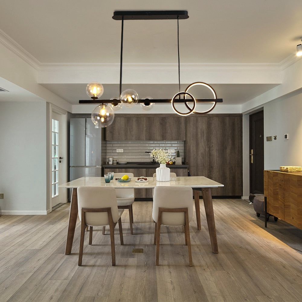 Valentina Modern Linear LED Pendelleuchte Schwarz/Gold Ess/Wohnzimmer Esstisch Metall&Glas