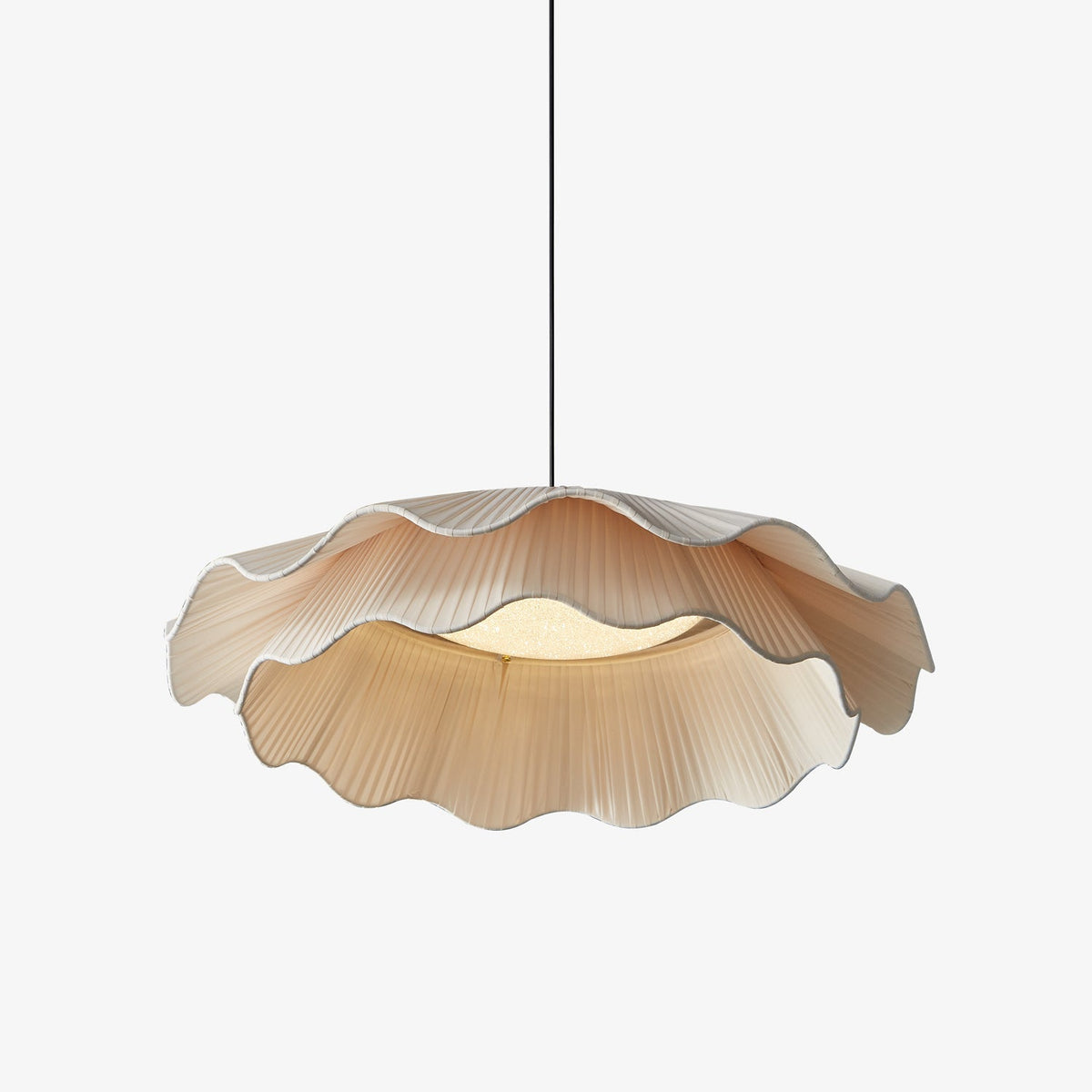Ellorel Elegance Wave Messing-Stoff Pendelleuchte