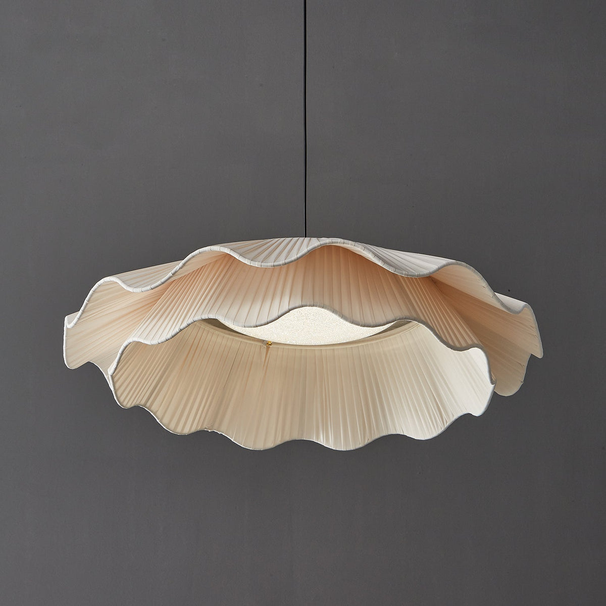 Ellorel Elegance Wave Messing-Stoff Pendelleuchte