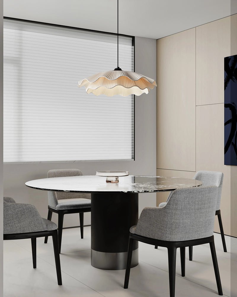 Ellorel Elegance Wave Messing-Stoff Pendelleuchte