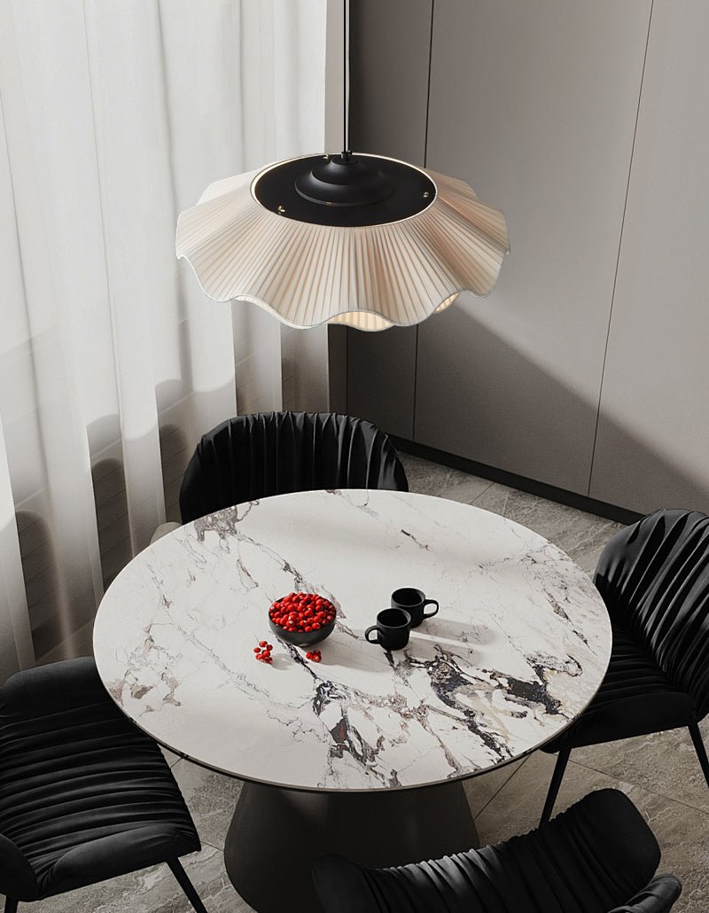 Ellorel Elegance Wave Messing-Stoff Pendelleuchte