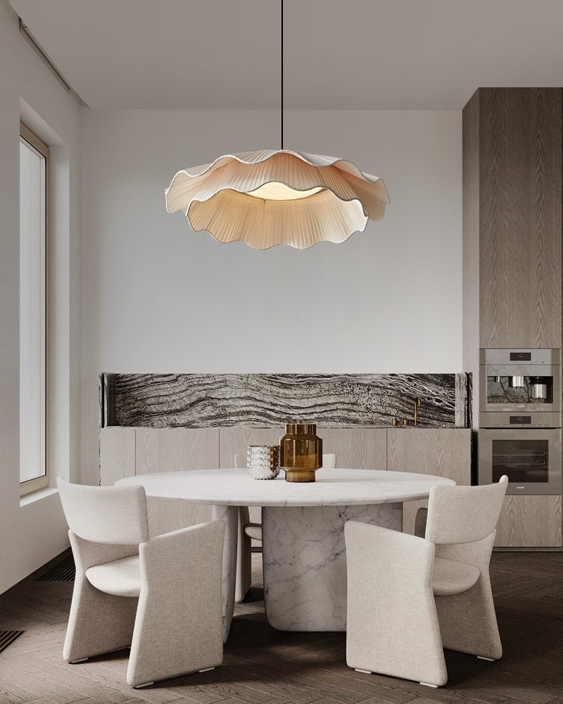 Ellorel Elegance Wave Messing-Stoff Pendelleuchte