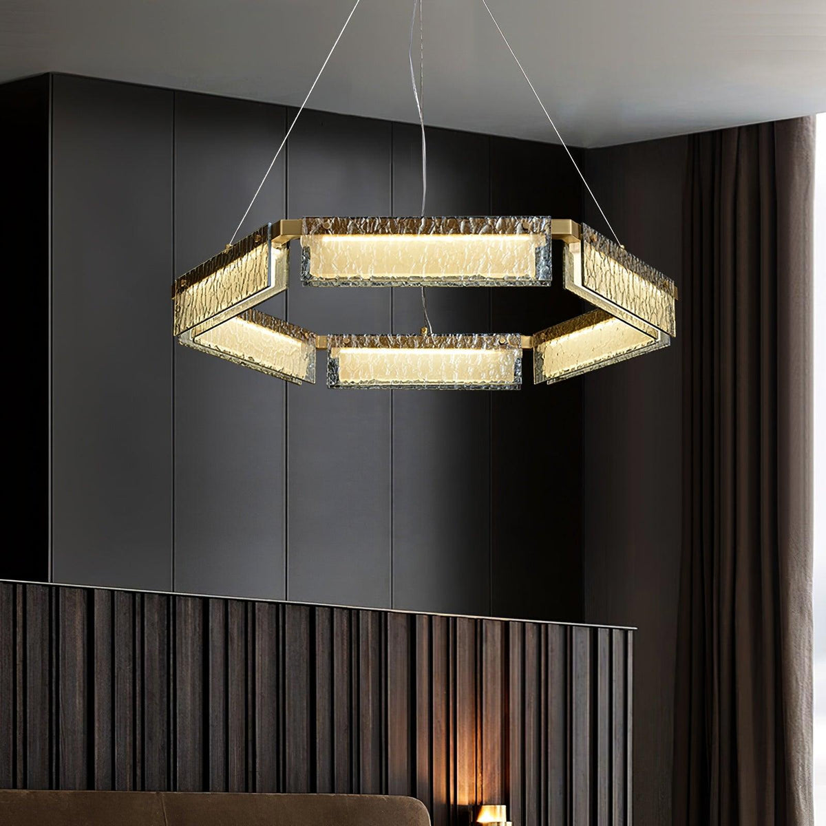 Hexa luxuriöser Kronleuchter aus Glas mit LED