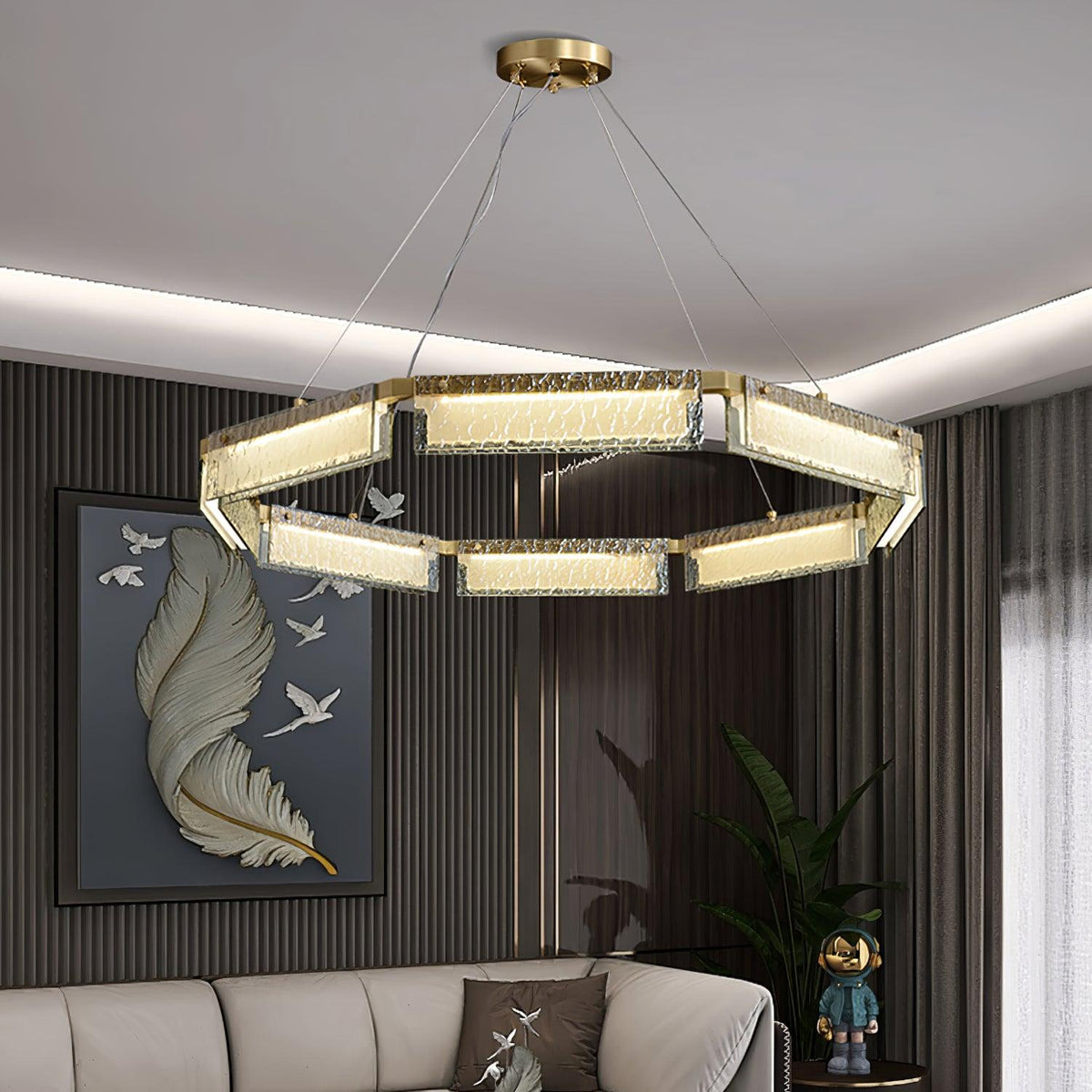 Hexa luxuriöser Kronleuchter aus Glas mit LED