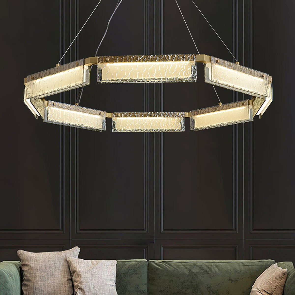 Hexa luxuriöser Kronleuchter aus Glas mit LED