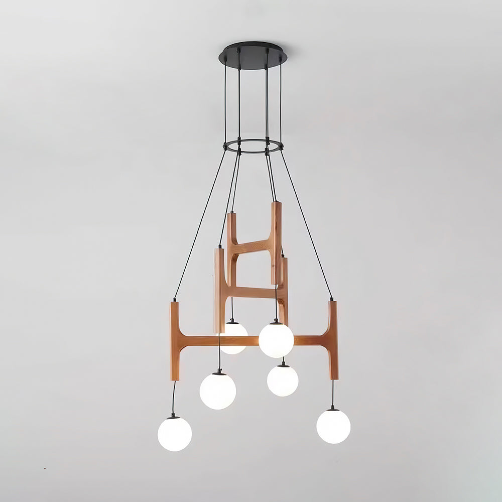 Terra Geometrischer Kronleuchter aus Holz