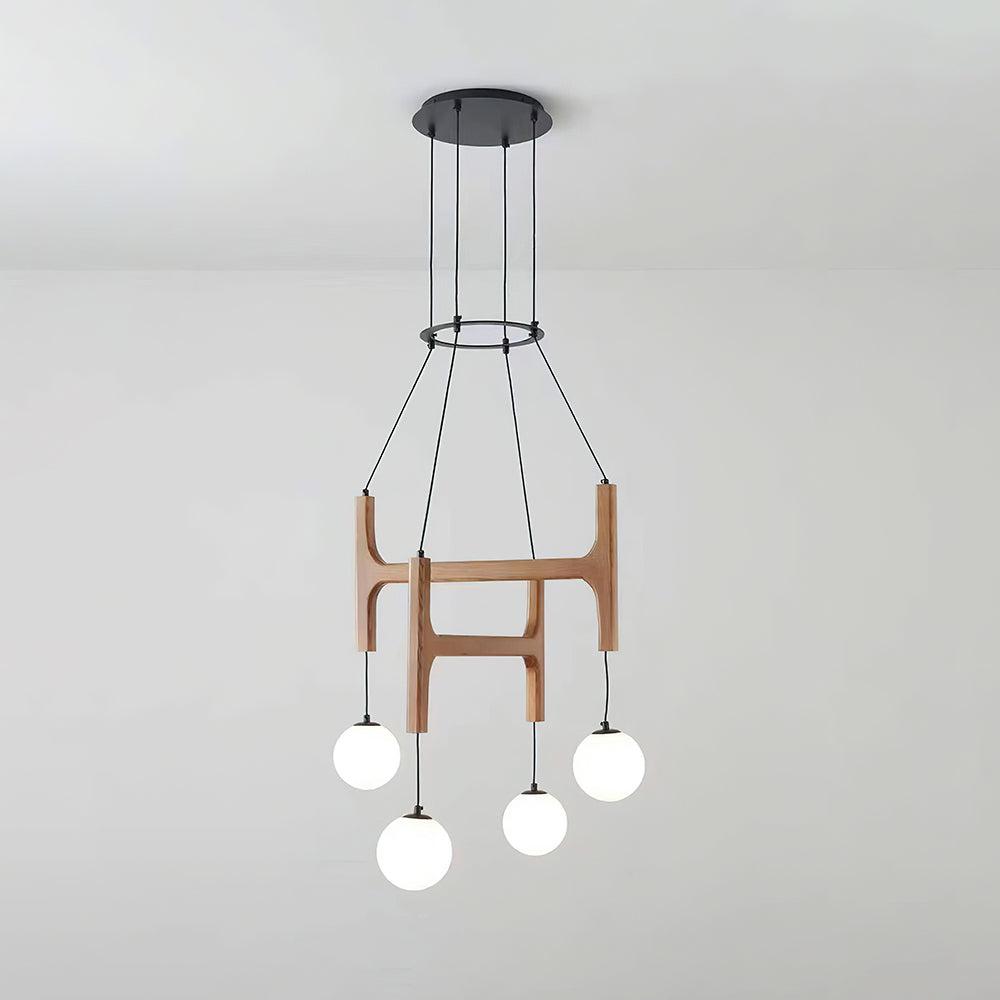 Terra Geometrischer Kronleuchter aus Holz