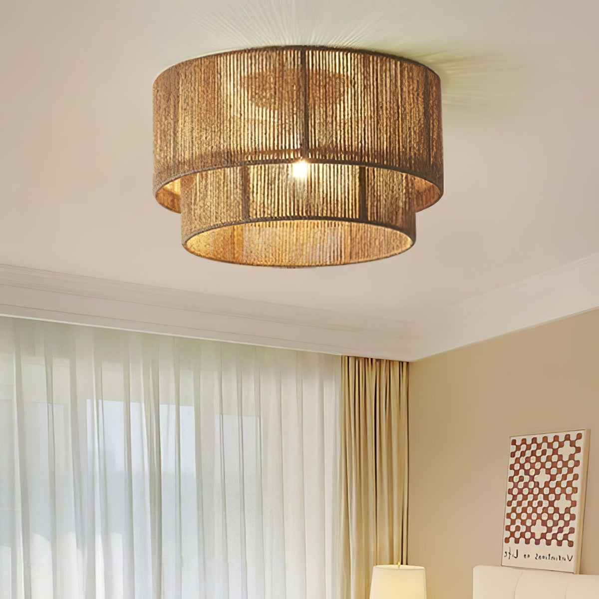 Cevynara Elegance Natürliche geflochtene Deckenleuchte