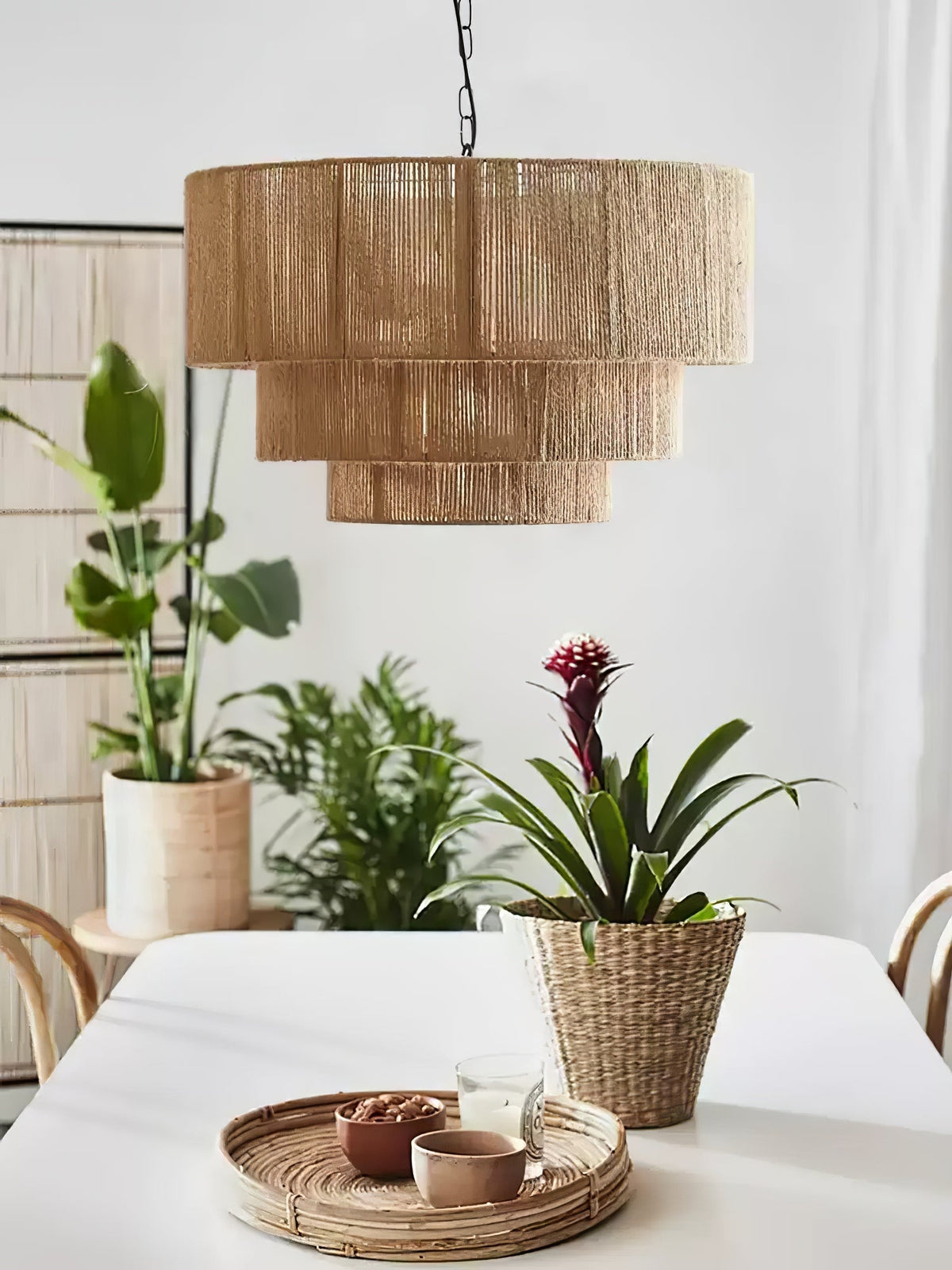 Cascade Pendelleuchte aus Jutefaden im rustikalen Stil