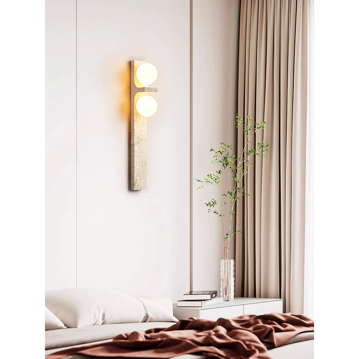 Eirikuvys zeitgenössische minimalistische Wandleuchte aus Travertin