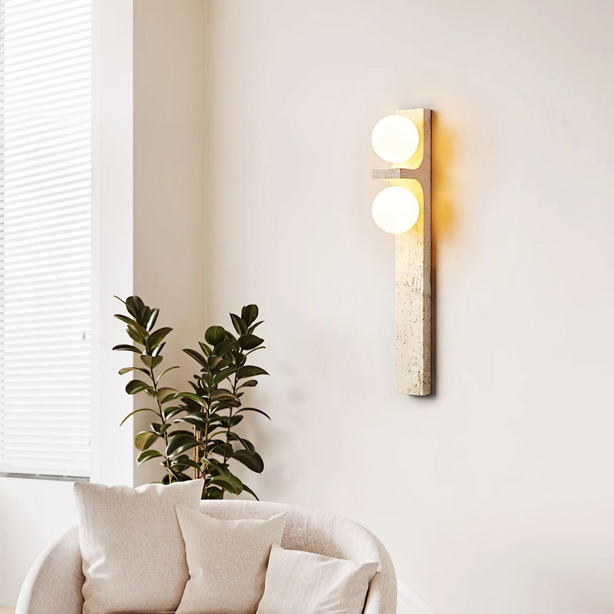 Eirikuvys zeitgenössische minimalistische Wandleuchte aus Travertin