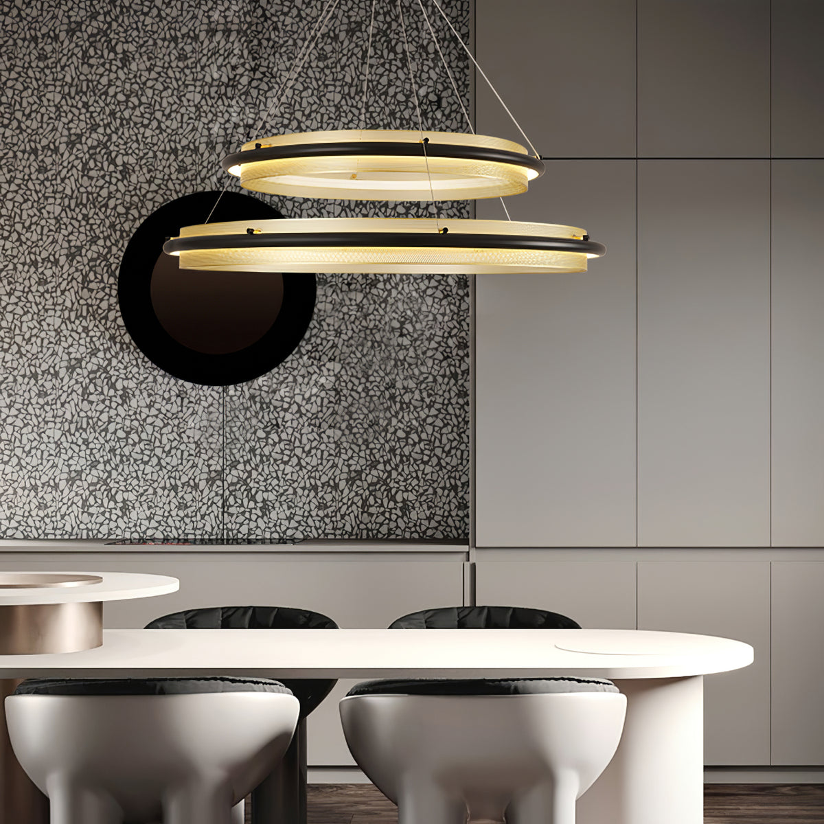 Himinuvyo Kronleuchter zeitgenössische minimalistische Kronleuchte mit integrierter LED