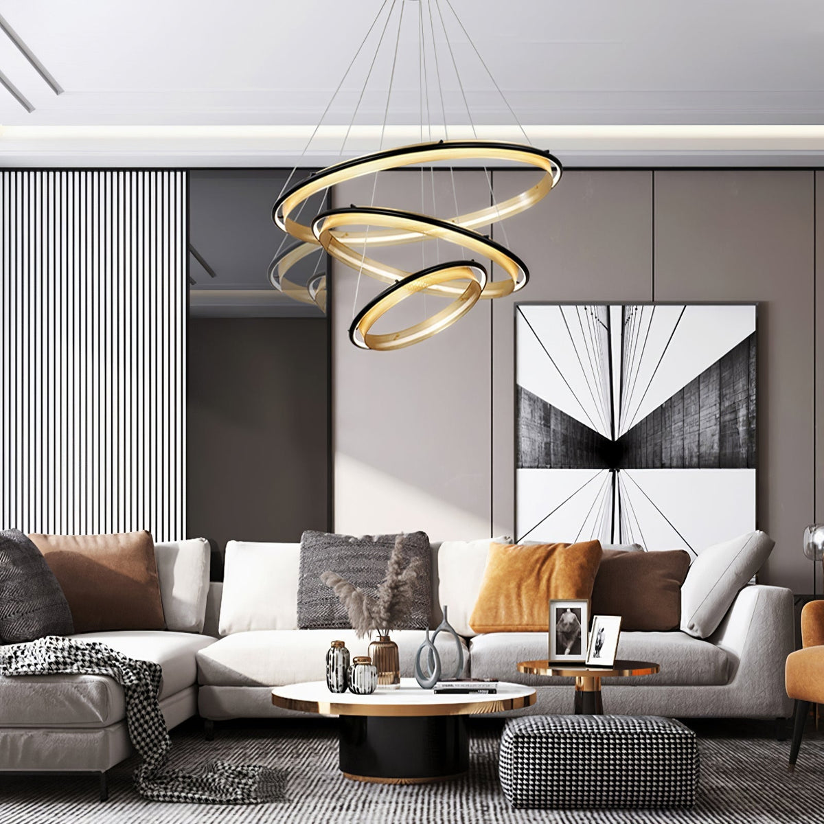 Himinuvyo Kronleuchter zeitgenössische minimalistische Kronleuchte mit integrierter LED