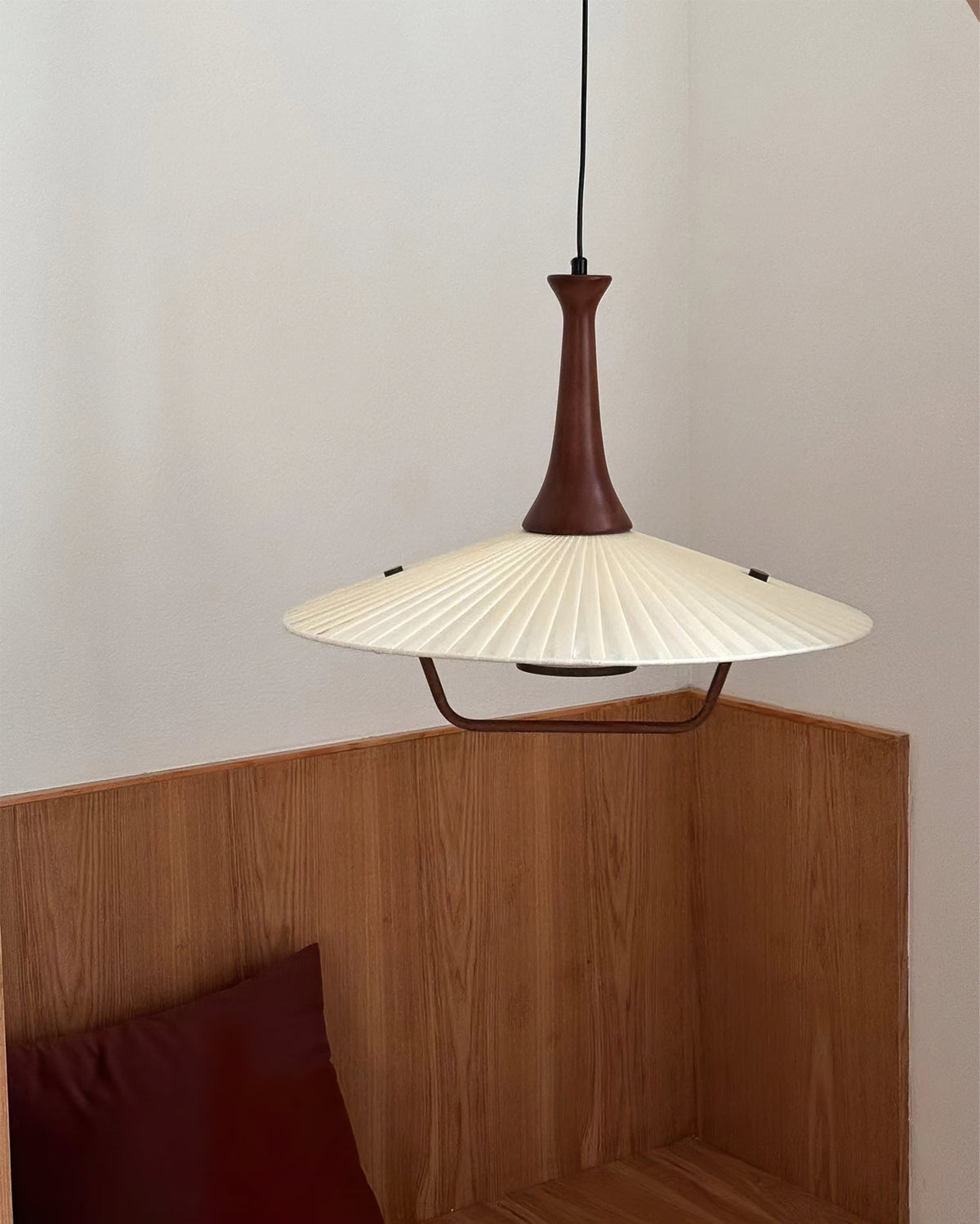 Vionne Pendelleuchte aus Holz und Weiß im Mid-Century-Stil