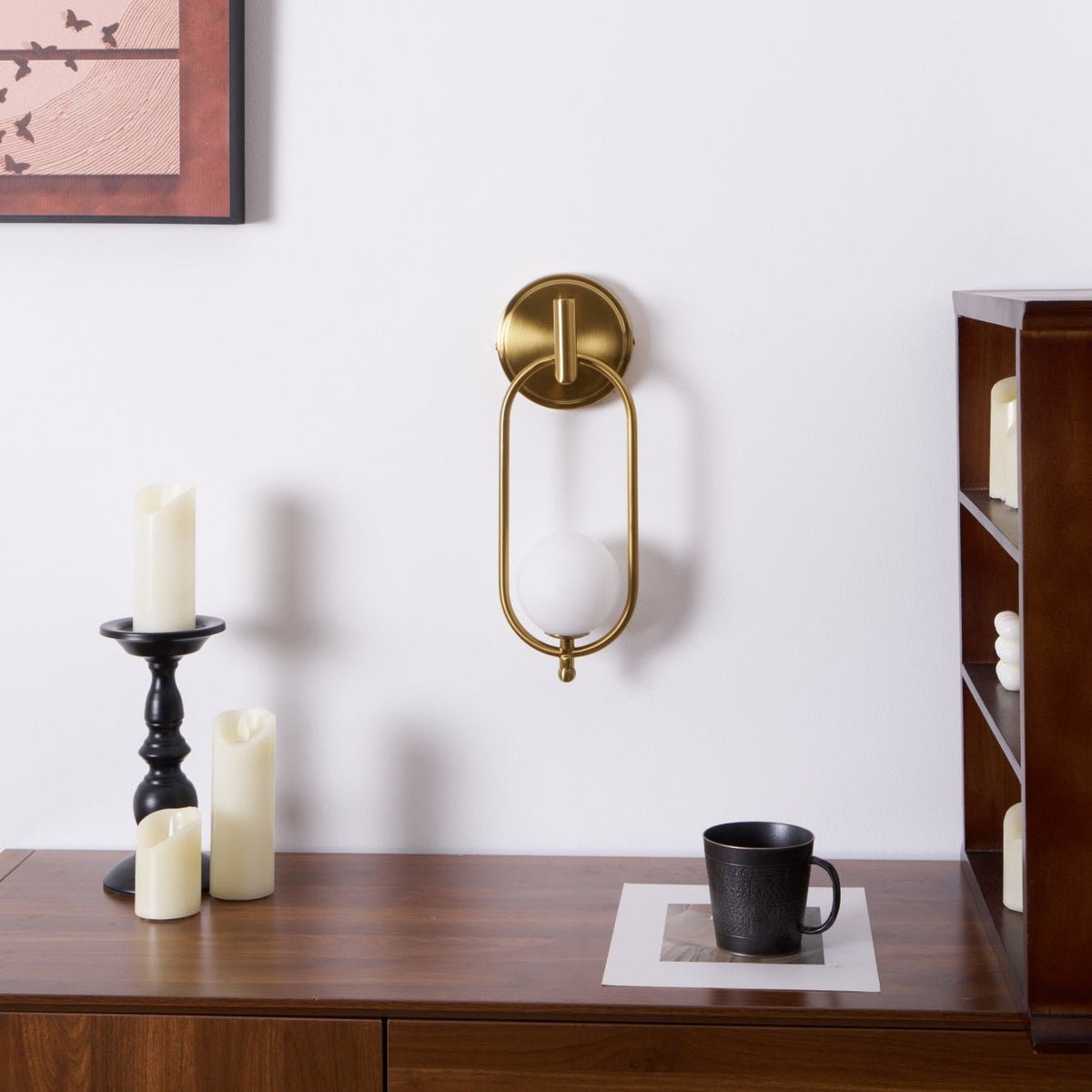 Cumirisra zeitgenössische minimalistische Messing-Glas-Wandleuchte