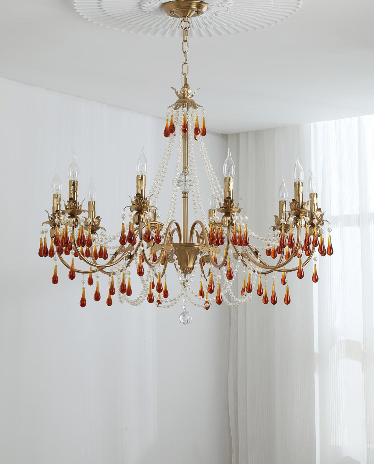 Ormirara Kronleuchter aus Bernsteinfarbenem Kristall im postmodernen Luxus-Stil