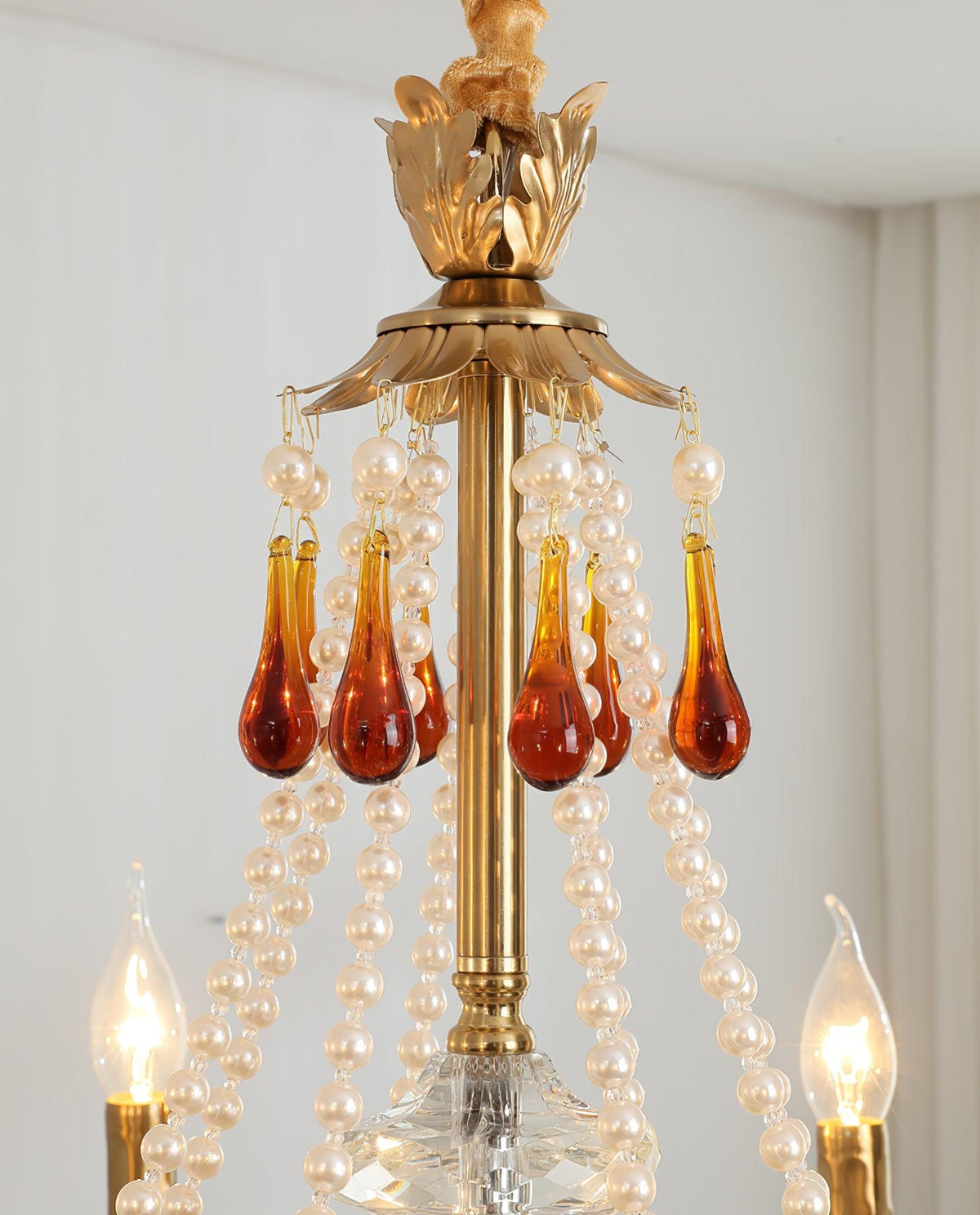 Ormirara Kronleuchter aus Bernsteinfarbenem Kristall im postmodernen Luxus-Stil