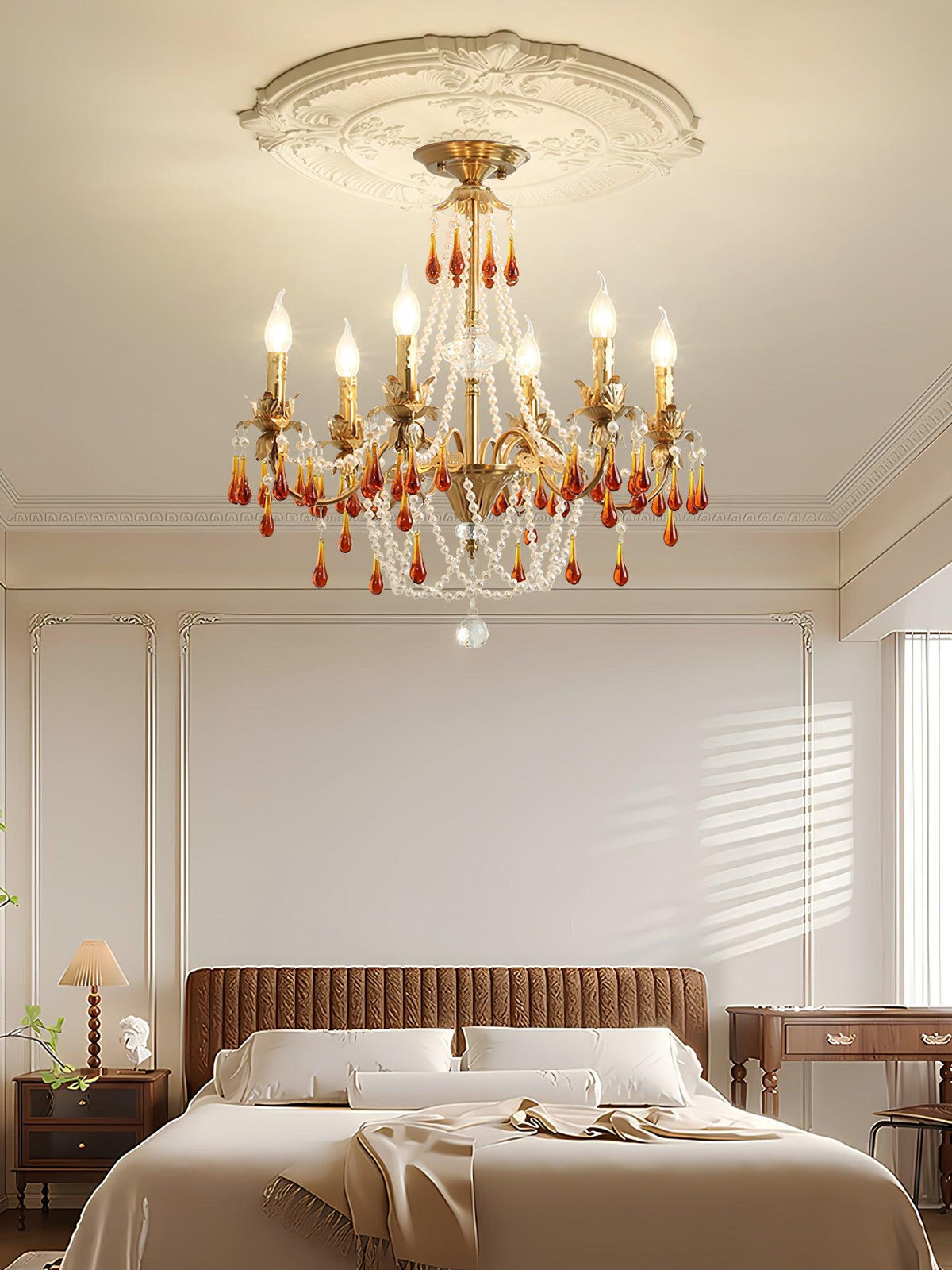 Ormirara Kronleuchter aus Bernsteinfarbenem Kristall im postmodernen Luxus-Stil