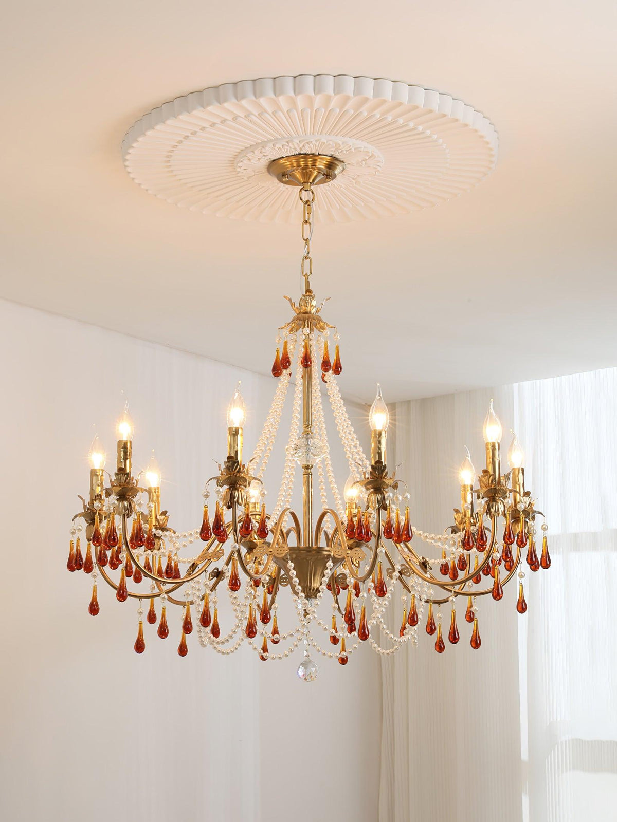 Ormirara Kronleuchter aus Bernsteinfarbenem Kristall im postmodernen Luxus-Stil