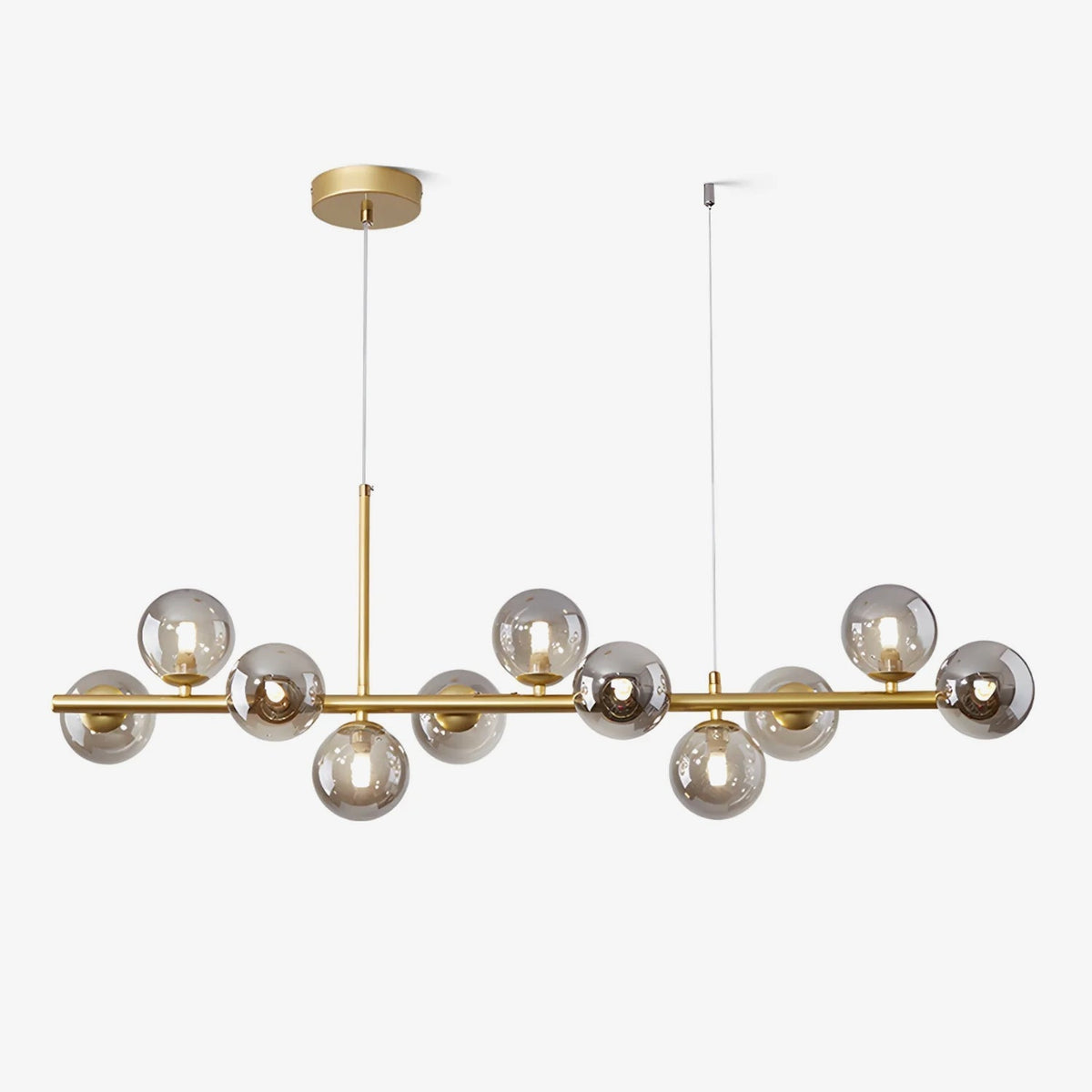 Lioroora Kronleuchter Glas Kugel Gold 12-Light