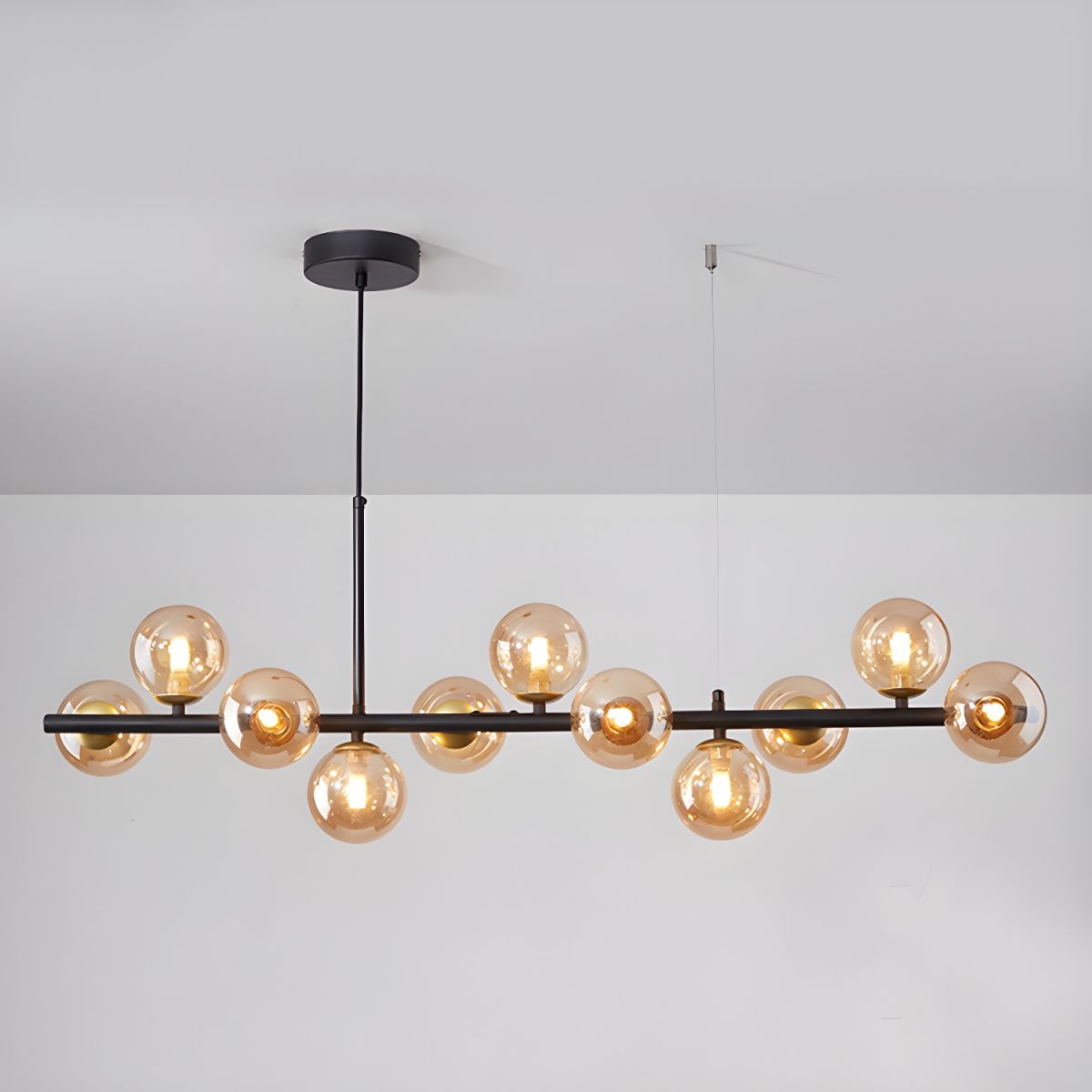 Lioroora Kronleuchter Glas Kugel Gold 12-Light