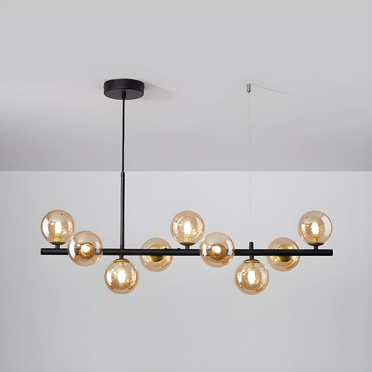 Lioroora Kronleuchter Glas Kugel Gold 12-Light