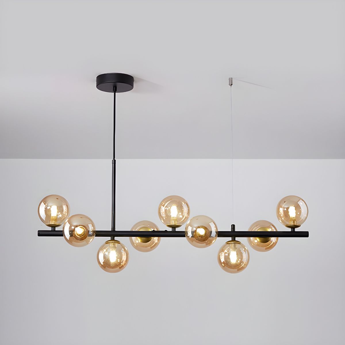 Lioroora Kronleuchter Glas Kugel Gold 12-Light