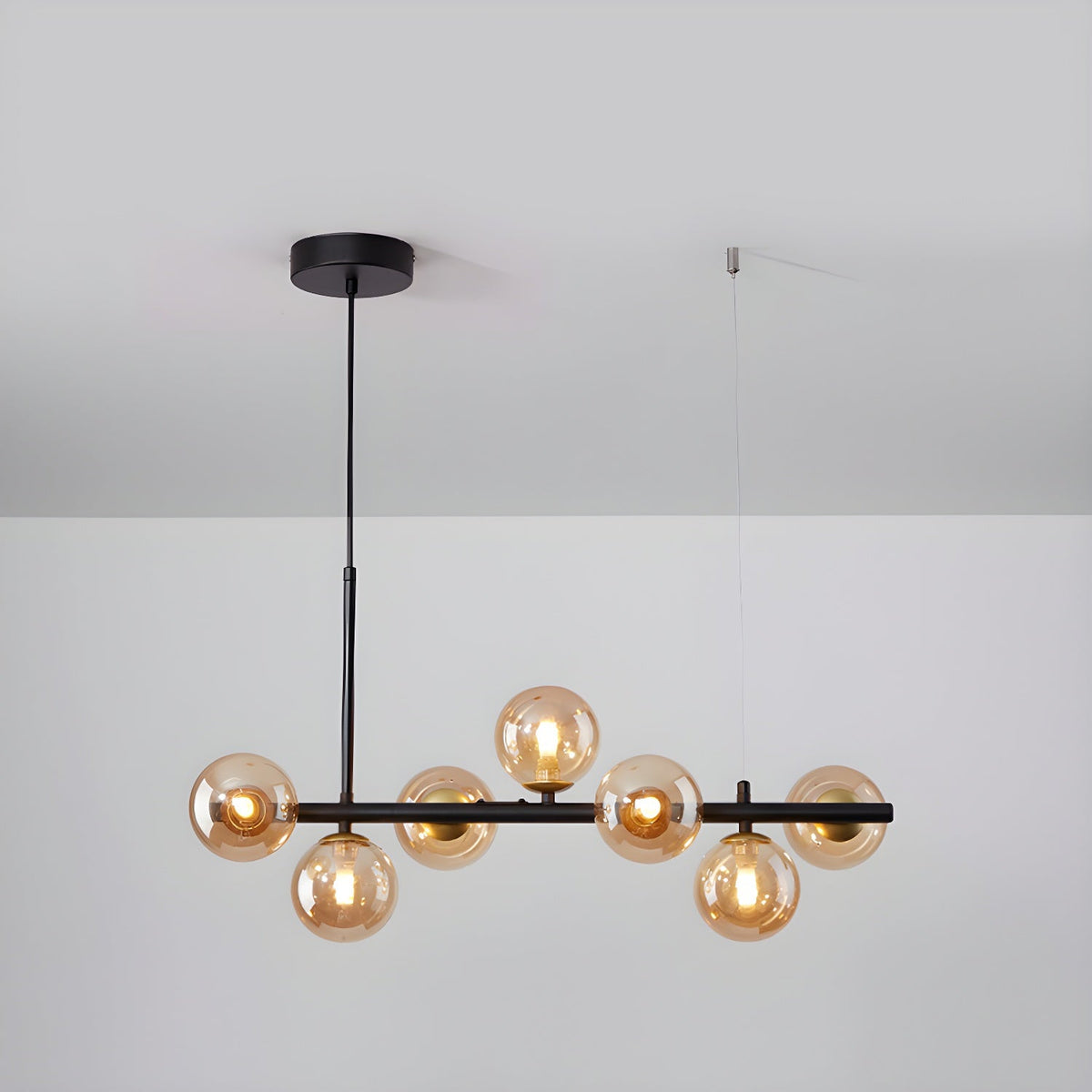 Lioroora Kronleuchter Glas Kugel Gold 12-Light